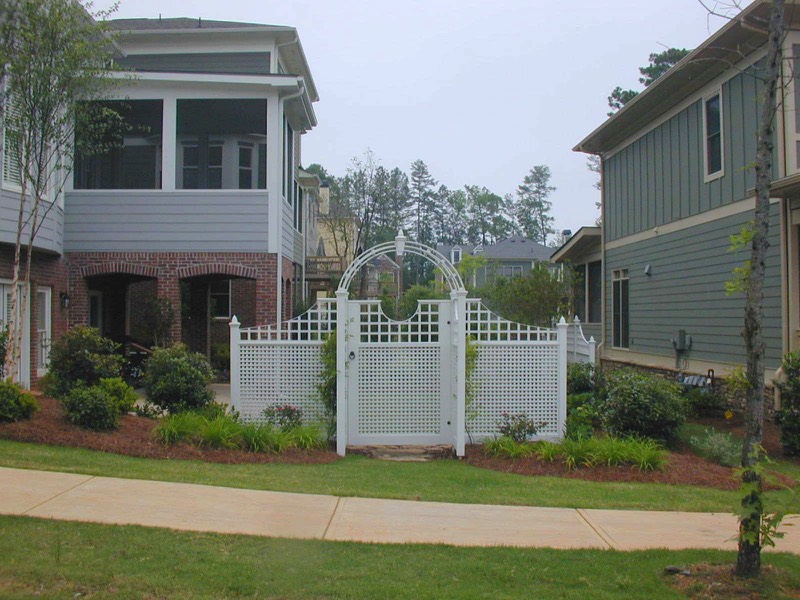 Corner lot side yard arbor focal point